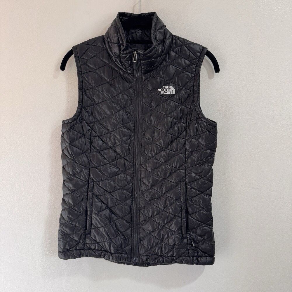 The North Face Vest Womens S Black Thermoball Diamond Quilted Zip Front Packable